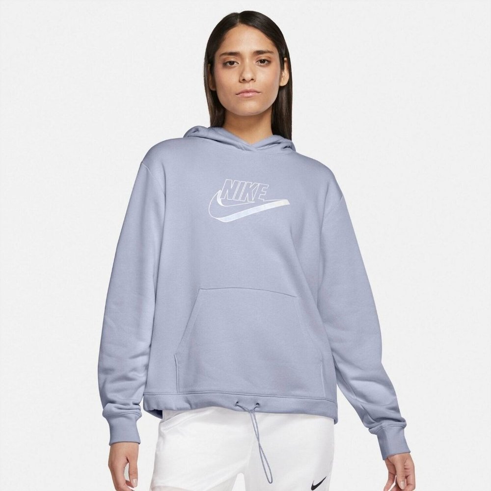 Nike Sportswear Futura Womens XS Blue Easy Fleece Graphic Logo Pullover Hoodie - Picture 1 of 3